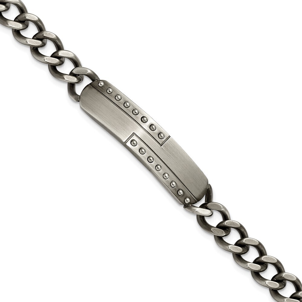 Kazi Luxury Steel Matte Finish Gun Metal IP-plated 9in ID Bracelet
